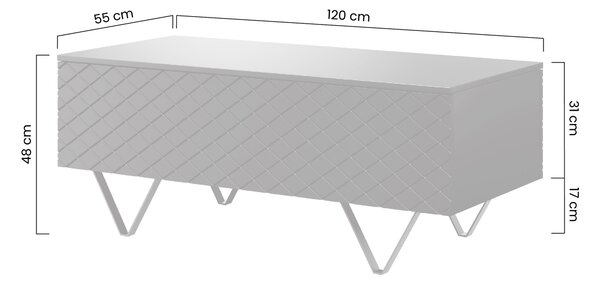Konferenčný stolík Scalia 120x55 s úl. priestorom - biely mat / čierna - Limitovaná ponuka