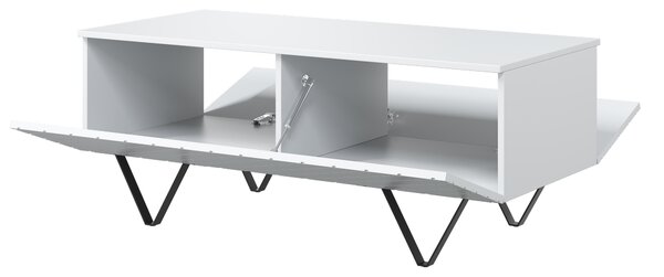 Konferenčný stolík Scalia 120x55 s úl. priestorom - biely mat / čierna - Limitovaná ponuka