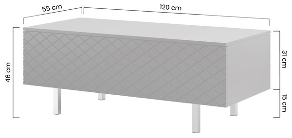 Konferenčný stolík Scalia II 120 2K s úložným priestorom - labrador mat / zlaté nožičky - Limitovaná ponuka