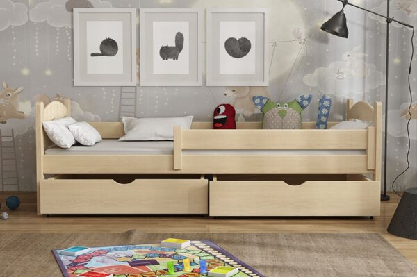 MAXMAX Detská posteľ z masívu borovice ELENA so šuplíkmi - 200x90 cm - PRÍRODNÁ BOROVICA