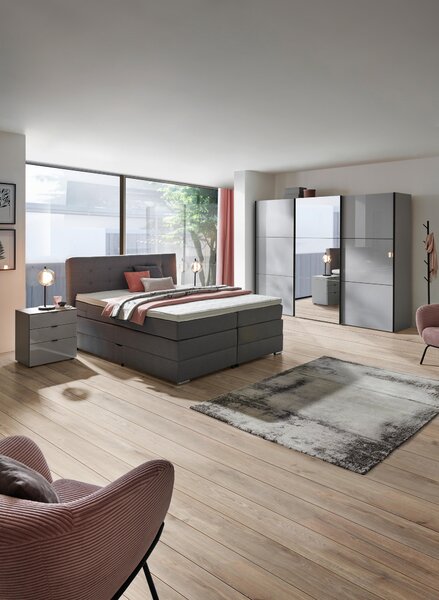 BOXSPRINGOVÁ POSTEĽ, 180/200 cm, sivá Moderano - Postele