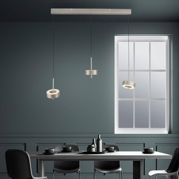 Paul Neuhaus Smart LED závesná lampa Q-Rotate, hliníková 3-lampa., Hliník / sivá / zinok, Obývacia izba / jedáleň, Hliník, Moderný, Závesné svietidlo
