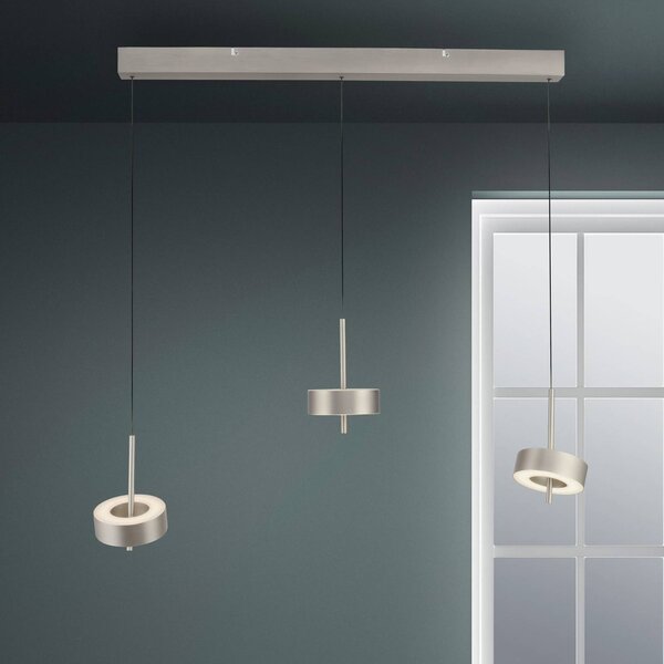 Paul Neuhaus Smart LED závesná lampa Q-Rotate, hliníková 3-lampa., Hliník / sivá / zinok, Obývacia izba / jedáleň, Hliník, Moderný, Závesné svietidlo