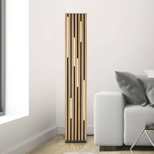 Paul Neuhaus Smart LED stojacia lampa Q-Acoustic wood výška 162 cm, Svetlé drevo, Obývacia izba / jedáleň, Drevo, Moderný