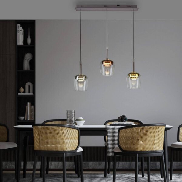 Paul Neuhaus Smart LED závesná lampa Q-Kon multicolour 3-light, Viacfarebné, Obývacia izba / jedáleň, Sklo, Moderný, Závesné svietidlo