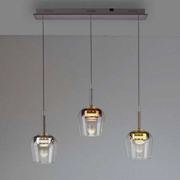 Paul Neuhaus Smart LED závesná lampa Q-Kon multicolour 3-light, Viacfarebné, Obývacia izba / jedáleň, Sklo, Moderný, Závesné svietidlo