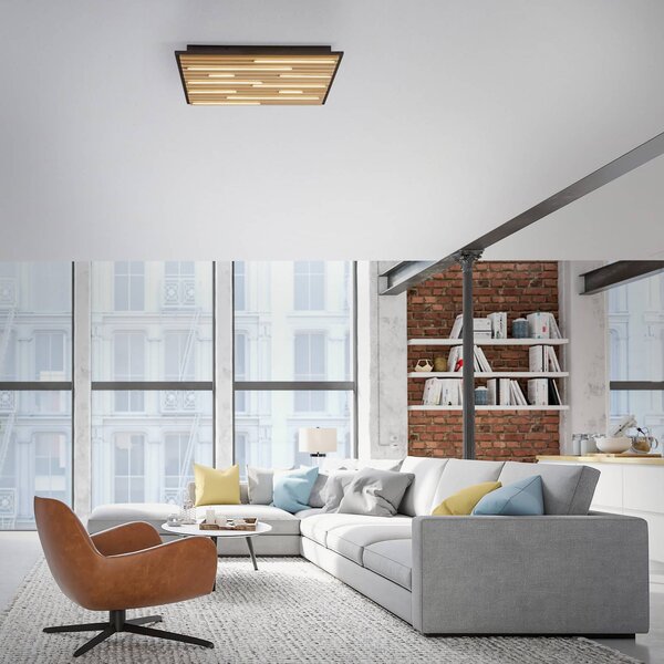 Q-Smart-Home Paul Neuhaus Smart LED stropné svietidlo Q-Acoustic wood 62 x cm, Svetlé drevo, Obývacia izba / jedáleň, Drevo, Moderný, Stropné svetlo