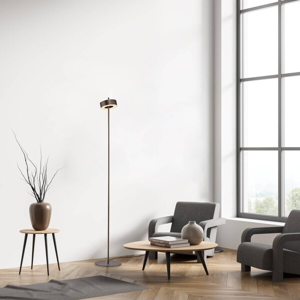 Q-Smart-Home Paul Neuhaus Smart LED stojacia lampa Q-Rotate tmavohnedá 140 cm, Hnedá / hrdzavá, Obývacia izba / jedáleň, Hliník, Moderný, Stojaca lampa