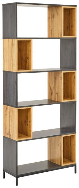 REGÁL, čierna, farba duba, tmavosivá, železo, 80/194/30 cm Carryhome - Regály