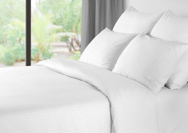 Hotelové obliečky z mikrovlákna JASMINE biele - prúžok 2 cm Rozmer obliečky: 70 x 90 cm | 140 x 220 cm