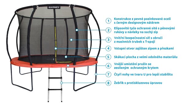 Marimex | Trampolína Marimex Premium 366 cm + vnútorná ochranná sieť + schodíky ZADARMO | 19000112