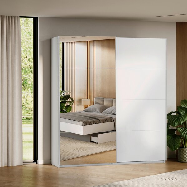 SKRIŇA S POSUVNÝMI DVERAMI, biela, 200/210/62 cm MID.YOU - Skrine, Online Only