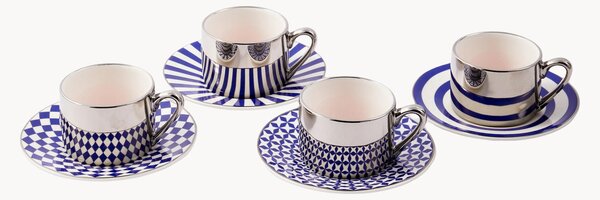 Porcelánové šálky na espresso's podšálkami Aunty, 8 ks