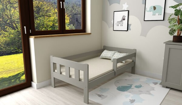 MAXMAX Detská posteľ MAJA z masívu borovice - 200x90 cm - šedá