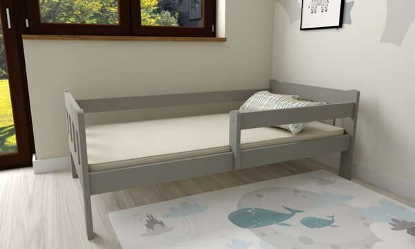 MAXMAX Detská posteľ MAJA z masívu borovice - 200x90 cm - šedá