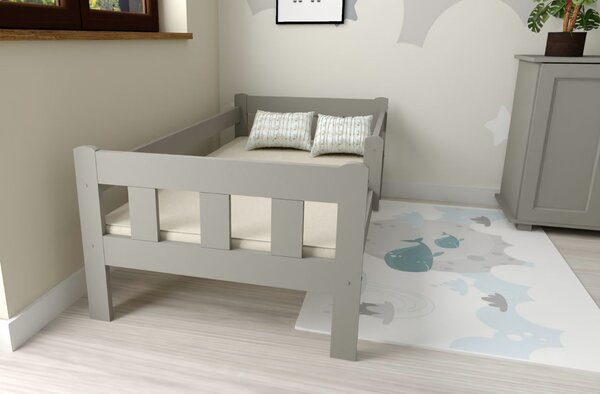 MAXMAX Detská posteľ MAJA z masívu borovice - 200x90 cm - šedá