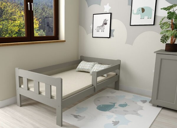 MAXMAX Detská posteľ MAJA z masívu borovice - 200x90 cm - šedá