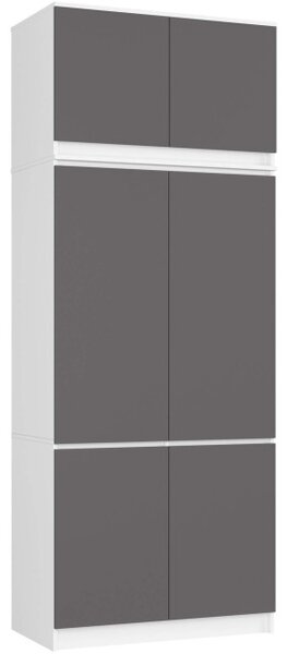 Skriňa s nadstavcom S 90 cm biela / sivá