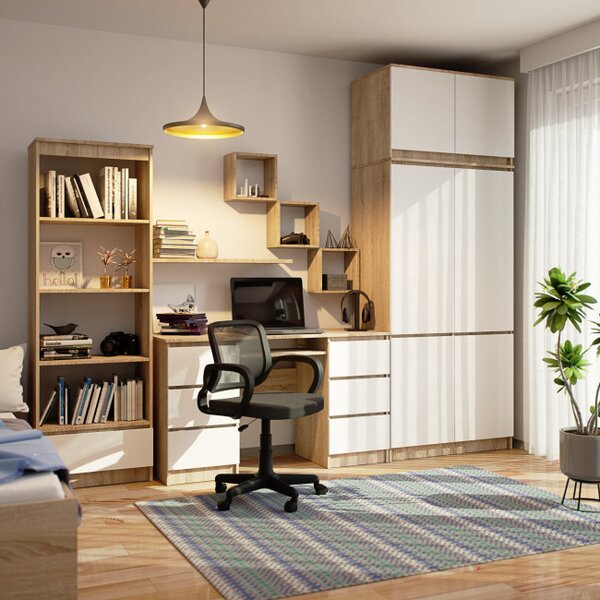 Skriňa s nadstavcom S 90 cm dub sonoma / biela