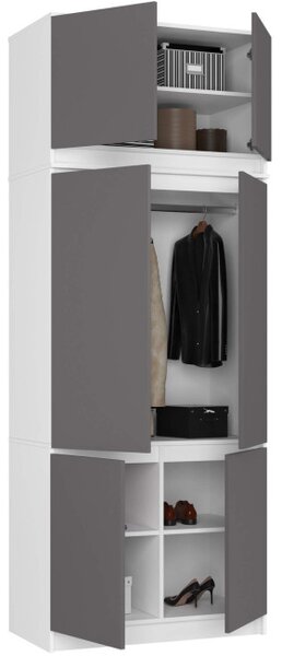 Skriňa s nadstavcom S 90 cm biela / sivá