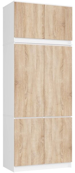 Skriňa s nadstavcom S 90 cm biela / dub sonoma