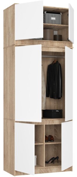 Skriňa s nadstavcom S 90 cm dub sonoma / biela