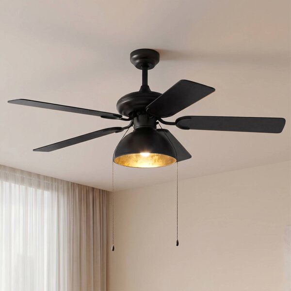 Lucande Stropný ventilátor s osvetlením Shamoian, tichý, Ø 130 cm, Čierna, Obývacia izba / jedáleň, kov, Vintage