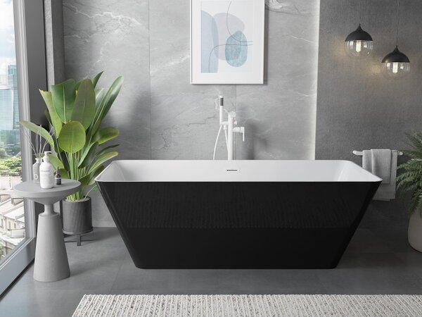 Mexen Velo Slim, voľne stojaca vaňa 170 × 75 cm, biela lesklá, biely prepad, 52811707500-20