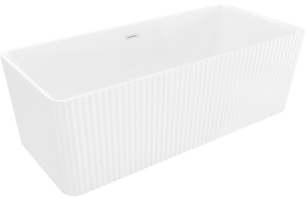 Mexen Nila, voľne stojaca ryhovaná vaňa 170 × 75 cm, biela lesklá, biely prepad, 52841708000-20