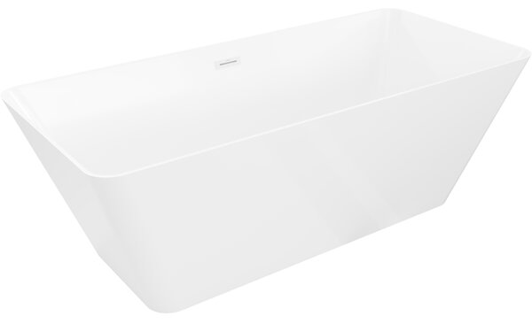 Mexen Velo Slim, voľne stojaca vaňa 170 × 75 cm, biela lesklá, biely prepad, 52811707500-20