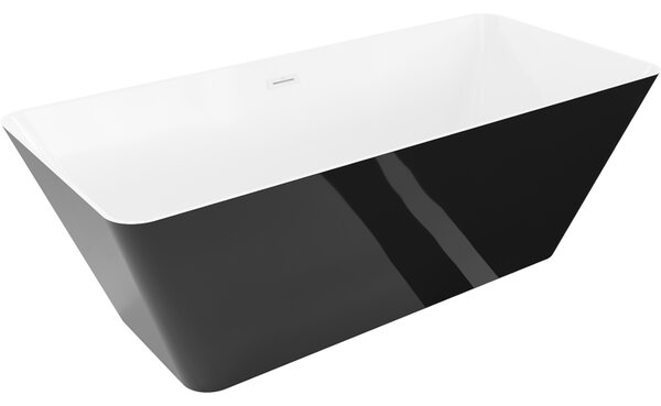 Mexen Velo Slim, voľne stojaca vaňa 170 × 75 cm, biela lesklá, biely prepad, 52811707500-20