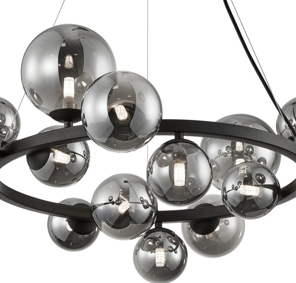 Luster na lanku MILA 14xG9/9W/230V čierna/šedá