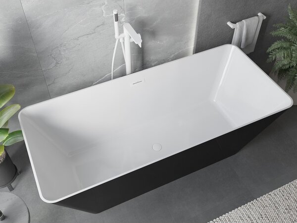 Mexen Velo Slim, voľne stojaca vaňa 170 × 75 cm, biela lesklá, biely prepad, 52811707500-20