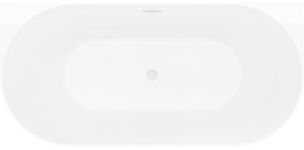 Mexen Oval Slim, voľne stojaca vaňa ku stene, 170 x 80 cm, biela-čierna, biely prepad, 52661708075-20