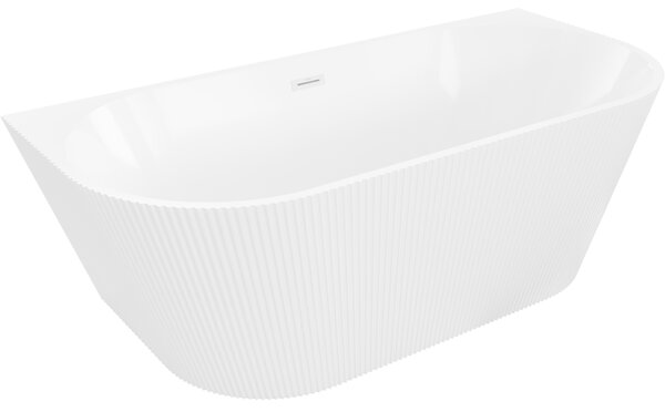 Mexen Oris, voľne stojaca ryhovaná vaňa 150 x 75 cm, biela lesklá, biely prepad, 52871507500-20