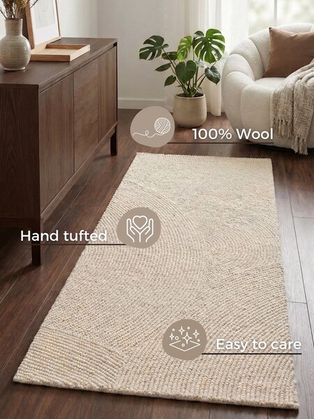 Hanse Home, Behúň Calmio 106220 Natural White, 80x200, biela, obývacia izba
