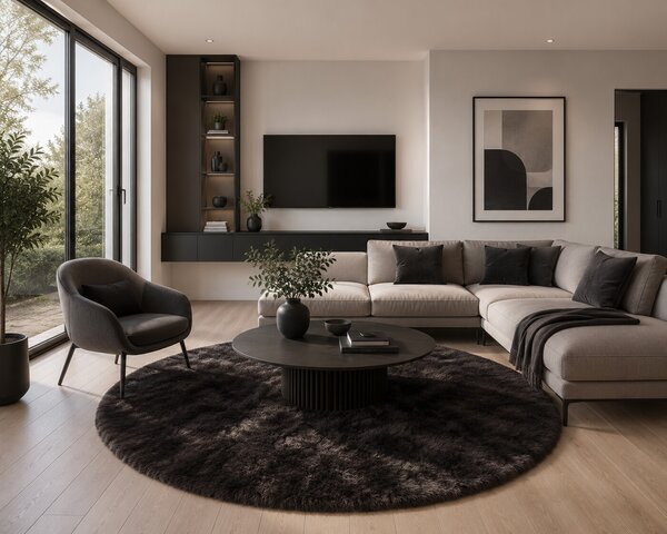 Obsession, Kusový koberec Samba 495 Anthracite kruh, 80x80 (priemer) kruh, šedá, obývacia izba