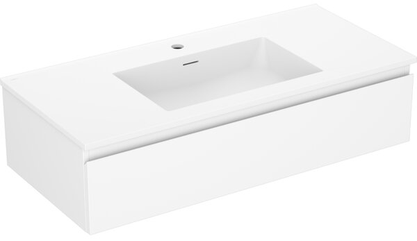 Mexen Orio, kúpeľňová skrinka 100 cm s umývadlom Otis, 1 zásuvka, biela matná, 91A10-10023-1-BF01-W18M01
