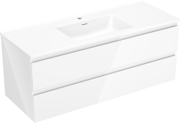 Mexen Orio, kúpeľňová skrinka 120 cm s umývadlom Otis, 2 zásuvky, biela lesklá, 91A10-12047-2-BFF00-W18M00