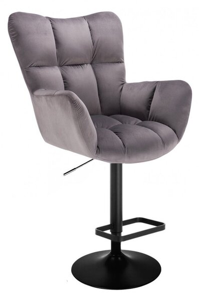 LuxuryForm DESIGN Barové kreslo AURORA VELUR na čiernom tanieri - tmavo šedé