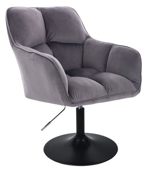 LuxuryForm DESIGN Kreslo AMALFI VELUR na čiernom tanieri - tmavo šedé