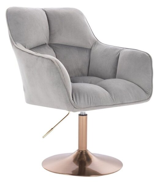 LuxuryForm DESIGN Kreslo AMALFI VELUR na zlatom tanieri - svetlo šedé
