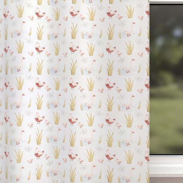 Biante Detský bavlnený záves Sandra SA-752 Sliepočky a húsky na bielom 150x140 cm