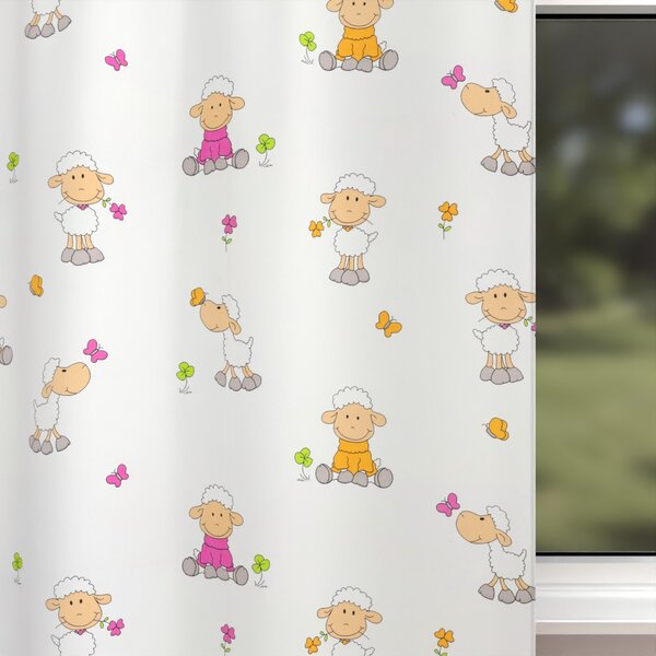 Biante Detský bavlnený záves Sandra SA-728 Veselé ovečky na bielom 150x140 cm