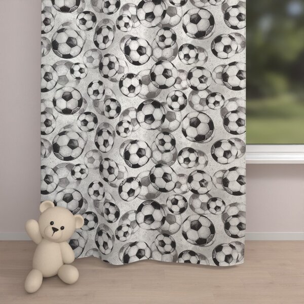 Biante Detský bavlnený záves Sandra SA-776 Čierno-sivé futbalové lopty 150x140 cm