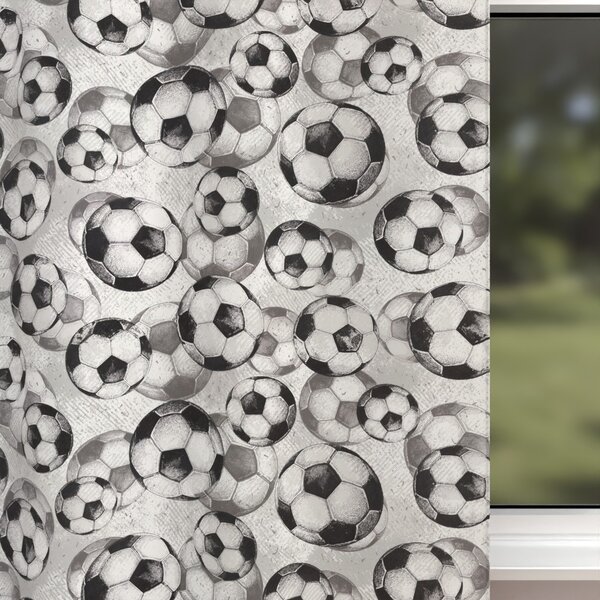 Biante Detský bavlnený záves Sandra SA-776 Čierno-sivé futbalové lopty 150x140 cm