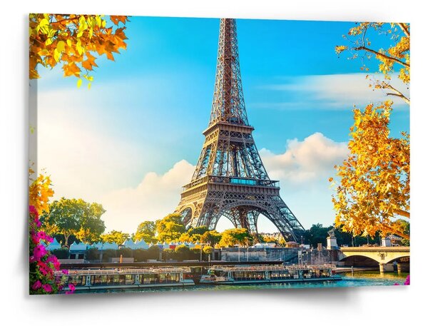 Sablio Obraz Paríž Eiffelova veža Flowers - 150x110 cm