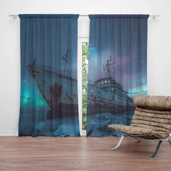Sablio Záves Vrak lode pri polárnej žiare: 2ks 140x250cm