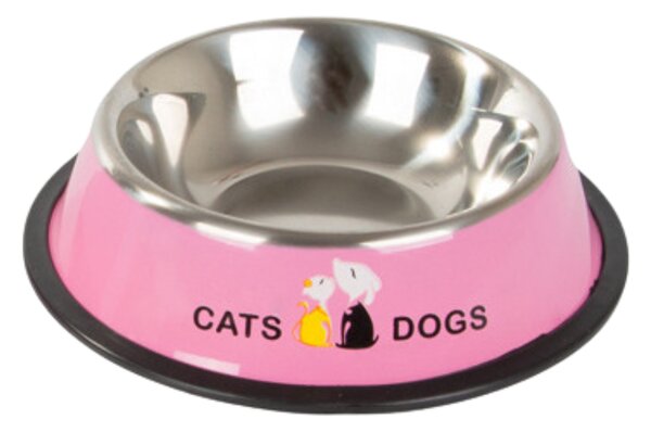 Ružová kovová miska pre psa/mačku FIDO