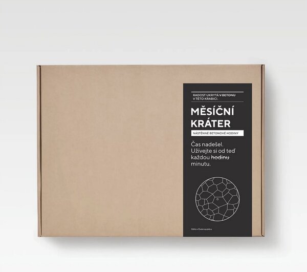 ODLITO Betónové nástenné hodiny Mesačný kráter – biela – 50 cm – svetlé ručičky